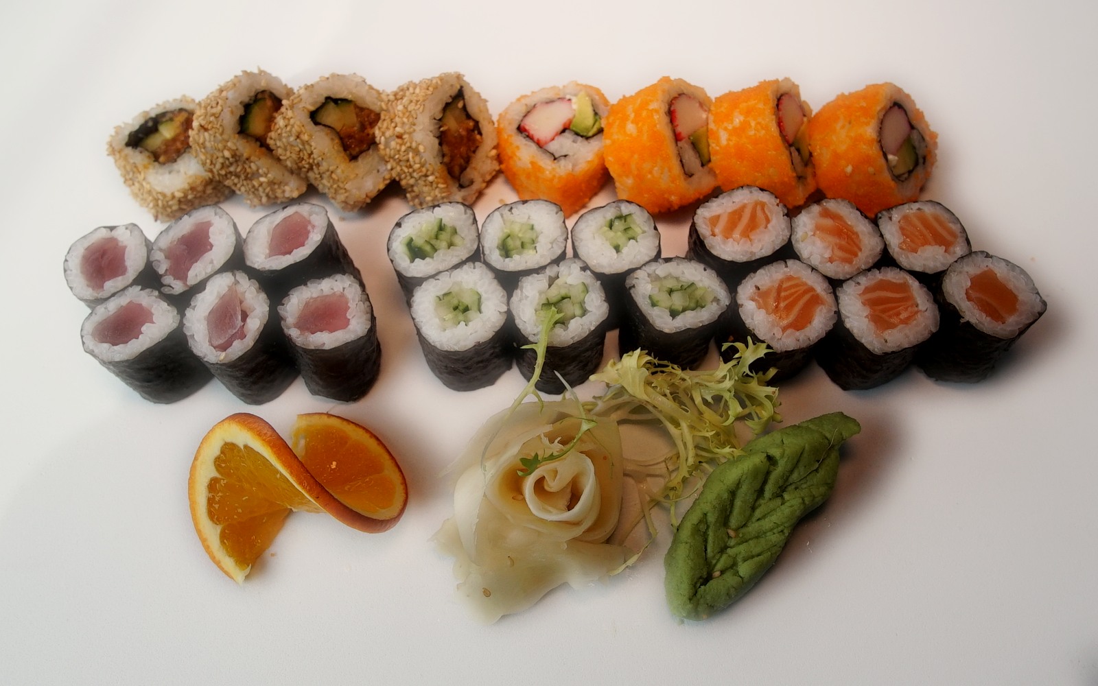 Sushi set with maki and inside-out rolls from J6 Sushi